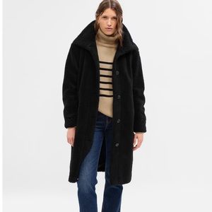Long Black Sherpa coat